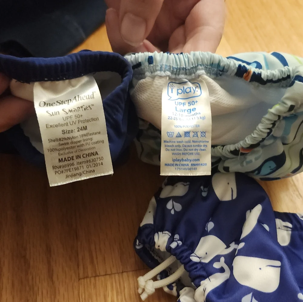 i play. Whale and Paddle Print Diaper Covers - Navy and Light Blue -bundle of 3